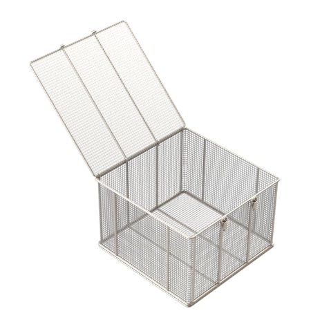 Anysizebasket Rectangular Wire Mesh Basket: 18Lx18Wx12H, 304 SS, 5/16 Rod Frame, Mesh: 2 x .063 TMT-180180120-P02S